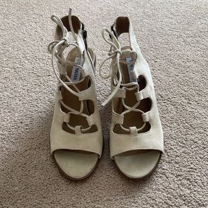 Steve Madden open toe lace up booties